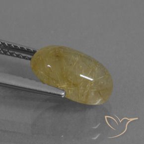 Rutile Quartz Gemstone in 11.1 x 7.2 mm Size for Sale, Rutile Quartz Stone in Warm Yellow Color