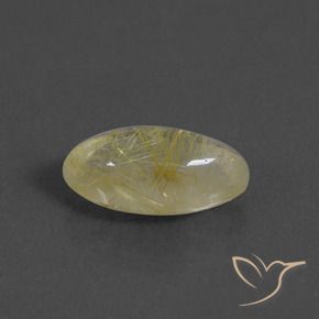 3.97 ct Yellow Rutile Quartz Stone, Natural Rutile Quartz in Marquise Cabochon Shape for Sale