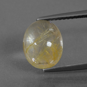Bright Gold Rutile Quartz Gem - 3.2ct Oval Cabochon (ID: 436282)
