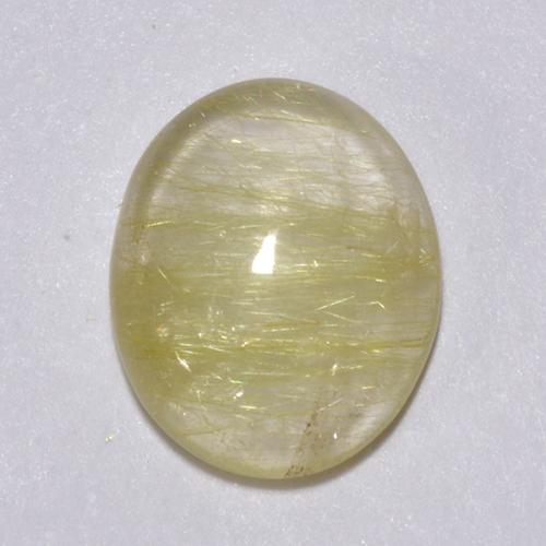 Very Light Dijon Yellow Rutile Quartz Gem - 2.2ct Oval Cabochon (ID: 436287)