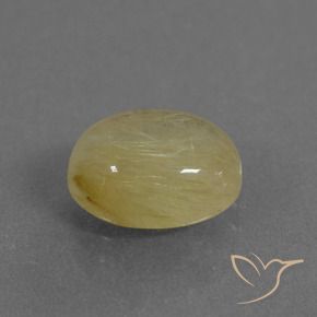 2.92 ct Yellow Rutile Quartz Stone, Natural Rutile Quartz in Oval Cabochon Shape for Sale