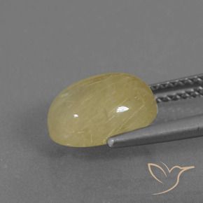 Rutile Quartz Gemstone in 10 x 8 mm (calibrated) Size for Sale, Rutile Quartz Stone in Light Dijon Yellow Color