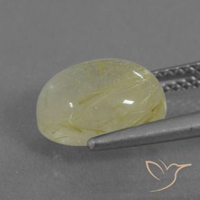 Rutile Quartz Gemstone in 10 x 8 mm (calibrated) Size for Sale, Rutile Quartz Stone in Medium Yellow Color