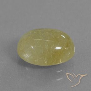 2.72 ct Yellow Rutile Quartz Stone, Natural Rutile Quartz in Oval Cabochon Shape for Sale