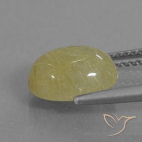 Rutile Quartz Gemstone in 10 x 8 mm (calibrated) Size for Sale, Rutile Quartz Stone in Banana Yellow Color