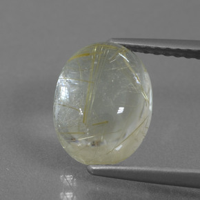 Amarillo terroso Cuarzo Rutilado Gema - 3.3ct Cabujón Óvalo (ID: 436389)