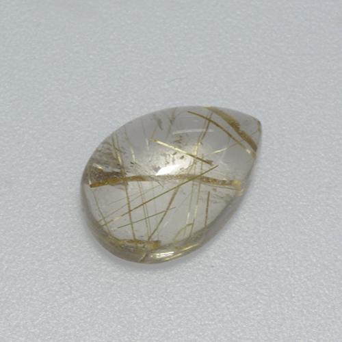 Pale Yellow Rutile Quartz Gem - 2.8ct Pear Cabochon (ID: 436510)