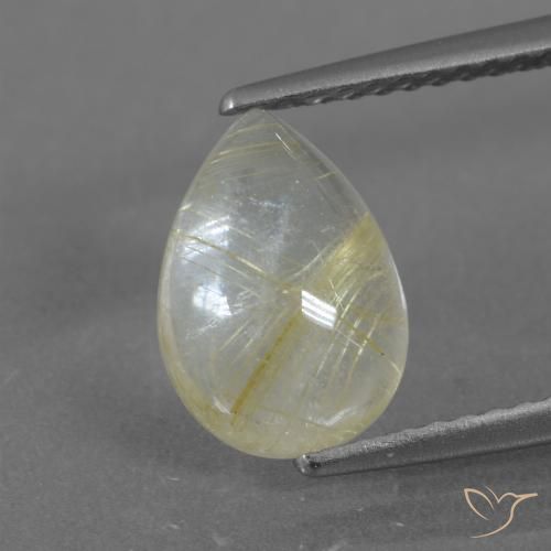 2.51ct Natural Pale Yellow Rutile Quartz, Pear Shape, Transparent