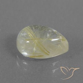 2.51 ct Yellow Rutile Quartz Stone, Natural Rutile Quartz in Pear Cabochon Shape for Sale