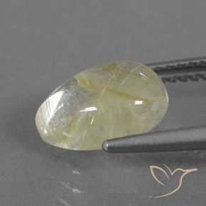 Rutile Quartz Gemstone in 10 x 7 mm (calibrated) Size for Sale, Rutile Quartz Stone in Pale Yellow Color