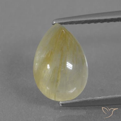 2.81ct Natural Earthy Yellow Rutile Quartz, Pear Shape, Transparent