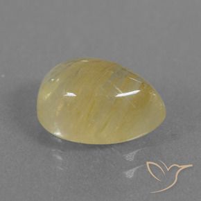 2.81 ct Yellow Rutile Quartz Stone, Natural Rutile Quartz in Pear Cabochon Shape for Sale