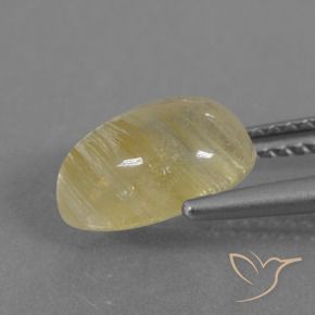 Rutile Quartz Gemstone in 10 x 7 mm (calibrated) Size for Sale, Rutile Quartz Stone in Earthy Yellow Color