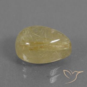 3.05 ct Yellow Rutile Quartz Stone, Natural Rutile Quartz in Pear Cabochon Shape for Sale