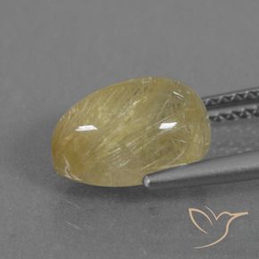Rutile Quartz Gemstone in 10 x 7 mm (calibrated) Size for Sale, Rutile Quartz Stone in Medium Yellow Color