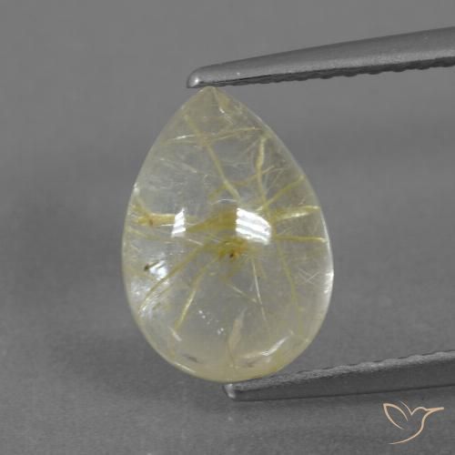 2.76ct Natural Light Yellow Rutile Quartz, Pear Shape, Transparent