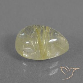 2.76 ct Yellow Rutile Quartz Stone, Natural Rutile Quartz in Pear Cabochon Shape for Sale