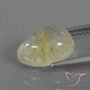 Rutile Quartz Gemstone in 10 x 7 mm (calibrated) Size for Sale, Rutile Quartz Stone in Light Yellow Color