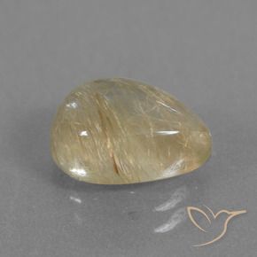 2.61 ct Golden Rutile Quartz Stone, Natural Rutile Quartz in Pear Cabochon Shape for Sale