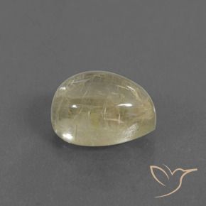 2.94 ct Yellow Rutile Quartz Stone, Natural Rutile Quartz in Pear Cabochon Shape for Sale