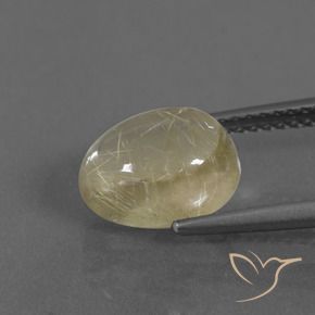 Rutile Quartz Gemstone in 10 x 7 mm (calibrated) Size for Sale, Rutile Quartz Stone in Light Yellow Color