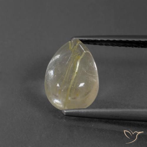 2.58ct Natural Light Yellow Rutile Quartz, Pear Shape, Transparent