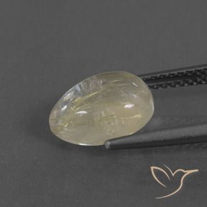 Rutile Quartz Gemstone in 10 x 7 mm (calibrated) Size for Sale, Rutile Quartz Stone in Light Yellow Color