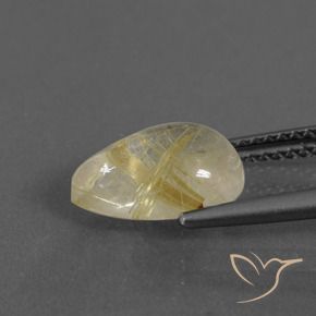 Rutile Quartz Gemstone in 10.8 x 7.1 mm Size for Sale, Rutile Quartz Stone in Earthy Yellow Color