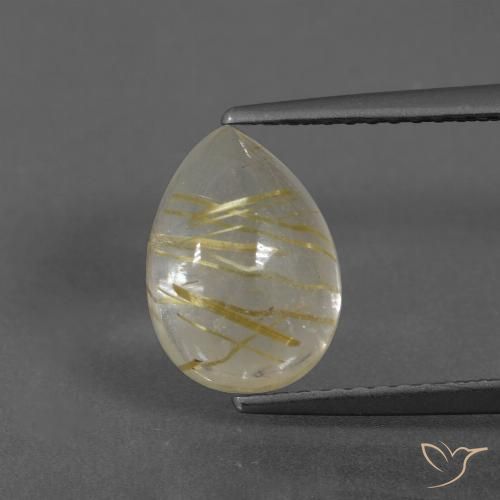 2.97ct Natural Earthy Yellow Rutile Quartz, Pear Shape, Transparent