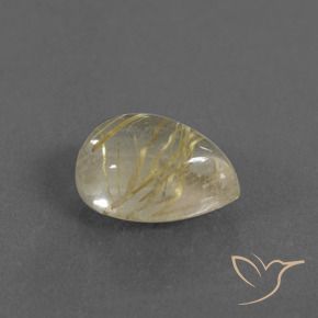 2.97 ct Yellow Rutile Quartz Stone, Natural Rutile Quartz in Pear Cabochon Shape for Sale