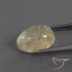 Rutile Quartz Gemstone in 10.4 x 7.4 mm Size for Sale, Rutile Quartz Stone in Earthy Yellow Color