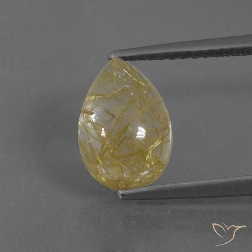 2.94ct Natural Warm Yellow Rutile Quartz, Pear Shape, Transparent