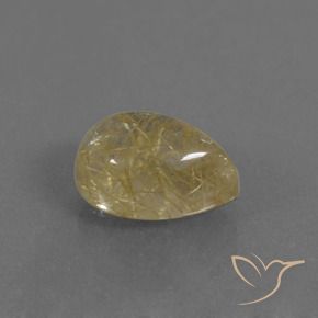 2.94 ct Yellow Rutile Quartz Stone, Natural Rutile Quartz in Pear Cabochon Shape for Sale