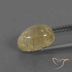 Rutile Quartz Gemstone in 10 x 7 mm (calibrated) Size for Sale, Rutile Quartz Stone in Warm Yellow Color