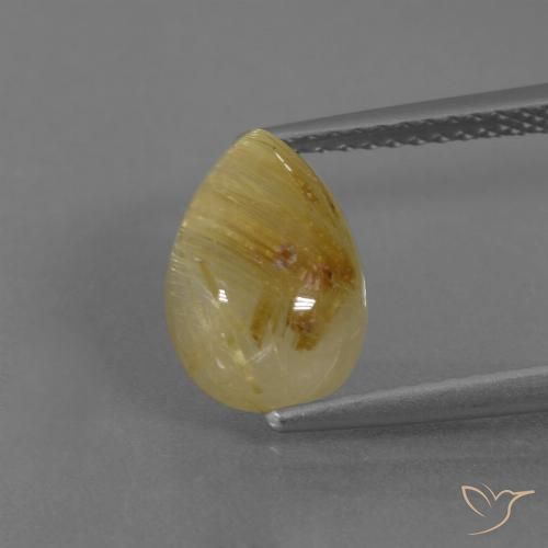 3.17ct Natural Dijon Yellow Rutile Quartz, Pear Shape, Translucent
