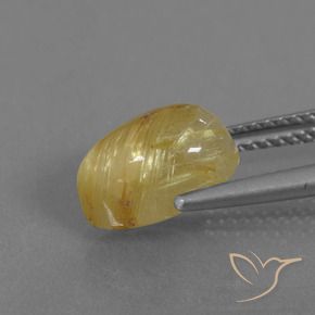 Rutile Quartz Gemstone in 10 x 7 mm (calibrated) Size for Sale, Rutile Quartz Stone in Dijon Yellow Color