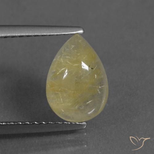 2.36ct Natural Light Yellow Rutile Quartz, Pear Shape, Transparent