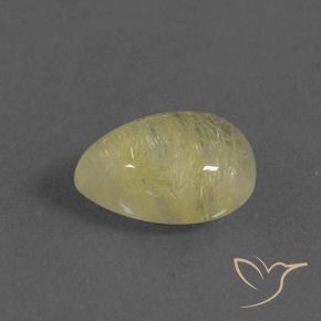 2.36 ct Yellow Rutile Quartz Stone, Natural Rutile Quartz in Pear Cabochon Shape for Sale
