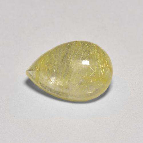 Very Light Dijon Yellow Rutile Quartz Gem - 2ct Pear Cabochon (ID: 436598)