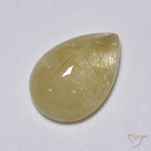2.05ct Natural Earthy Yellow Rutile Quartz, Pear Shape, Transparent