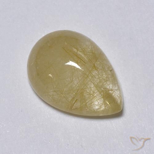Rutile Quartz Gemstone in 10 x 7 mm (calibrated) Size for Sale, Rutile Quartz Stone in Earthy Yellow Color