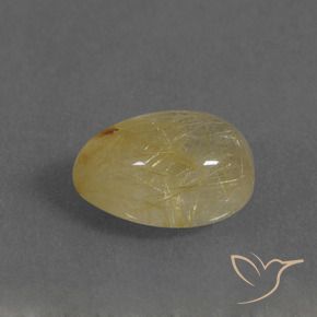 2.72 ct Yellow Rutile Quartz Stone, Natural Rutile Quartz in Pear Cabochon Shape for Sale