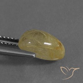 Rutile Quartz Gemstone in 10 x 7 mm (calibrated) Size for Sale, Rutile Quartz Stone in Tuscany Yellow Color