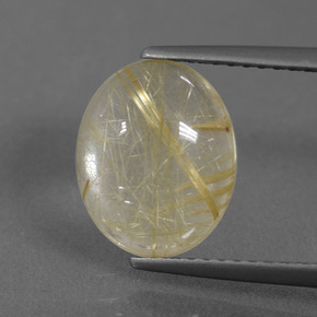 Warm Yellow Rutile Quartz Gem - 3ct Oval Cabochon (ID: 436642)