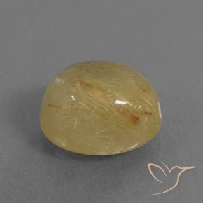 4.72 ct Yellow Rutile Quartz Stone, Natural Rutile Quartz in Oval Cabochon Shape for Sale