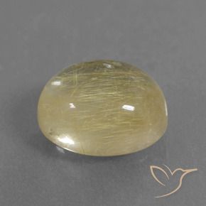 4.85 ct Yellow Rutile Quartz Stone, Natural Rutile Quartz in Oval Cabochon Shape for Sale