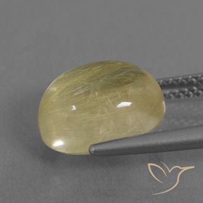 Rutile Quartz Gemstone in 11 x 9 mm (calibrated) Size for Sale, Rutile Quartz Stone in Light Earthy Yellow Color