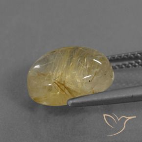 Rutile Quartz Gemstone in 11 x 9 mm (calibrated) Size for Sale, Rutile Quartz Stone in Tuscany Yellow Color