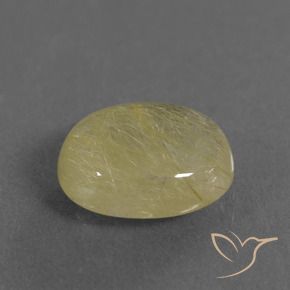 3.55 ct Yellow Rutile Quartz Stone, Natural Rutile Quartz in Oval Cabochon Shape for Sale