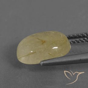 Rutile Quartz Gemstone in 11 x 9 mm (calibrated) Size for Sale, Rutile Quartz Stone in Very Light Dijon Yellow Color